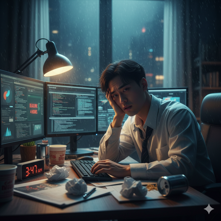ilustrasi overwork [ai]
