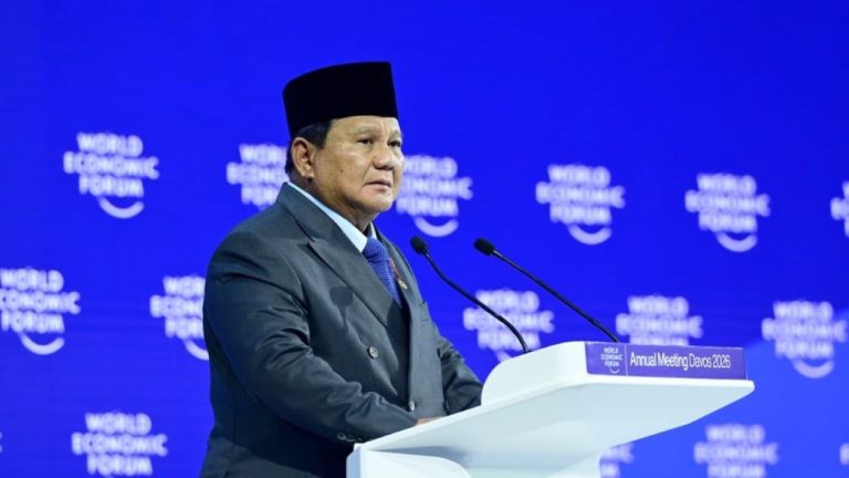 Presiden Republik Indonesia Prabowo Subianto menyampaikan pidato kunci pada World Economic Forum (WEF) Annual Meeting 2026 yang digelar pada Kamis, 22 Januari 2026, di Davos, Swiss. Foto: BPMI Setpres/Muchlis Jr